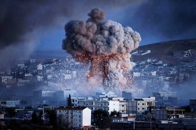 An explosion in the Syrian city of Kobani. SAS soldiers were sent to Syria to weed out ISIS terrorists. Getty Images