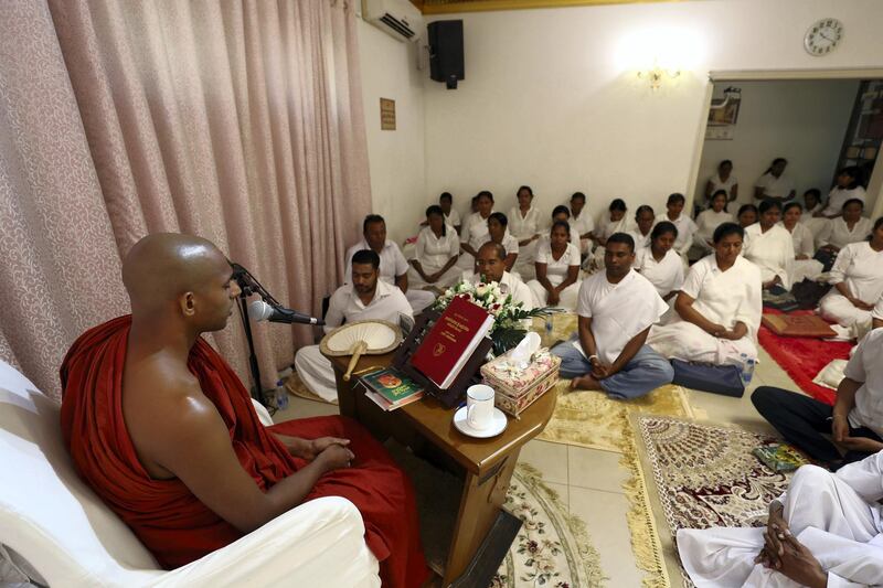 Dubai, United Arab Emirates - August 3, 2018: Buddhist temple, Mahamevnawa Bhavana Asapuwa. Friday, August 3rd, 2018 in Dubai. Chris Whiteoak / The National