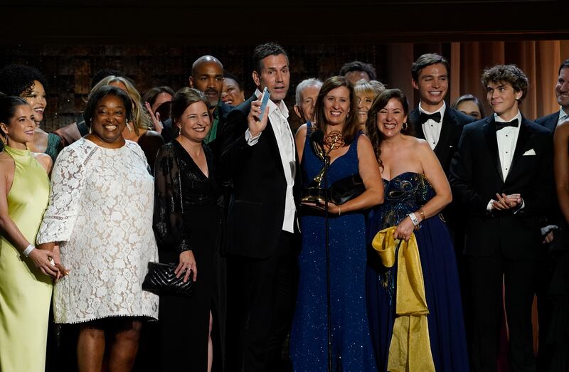 The cast and crew of 'General Hospital' accept the award for outstanding daytime drama series. AP