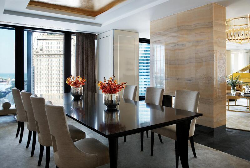 Infinity Suite dining at The Langham, Chicago. Courtesy The Langham, Chicago