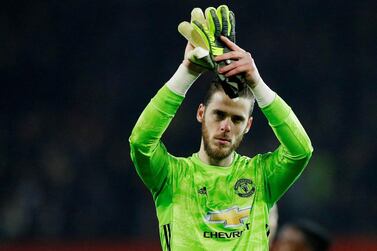 Soccer Football - Premier League - Manchester United v Newcastle United - Old Trafford, Manchester, Britain - December 26, 2019 Manchester United's David de Gea applauds fans after the match REUTERS/Phil Noble EDITORIAL USE ONLY. No use with unauthorized audio, video, data, fixture lists, club/league logos or "live" services. Online in-match use limited to 75 images, no video emulation. No use in betting, games or single club/league/player publications. Please contact your account representative for further details.