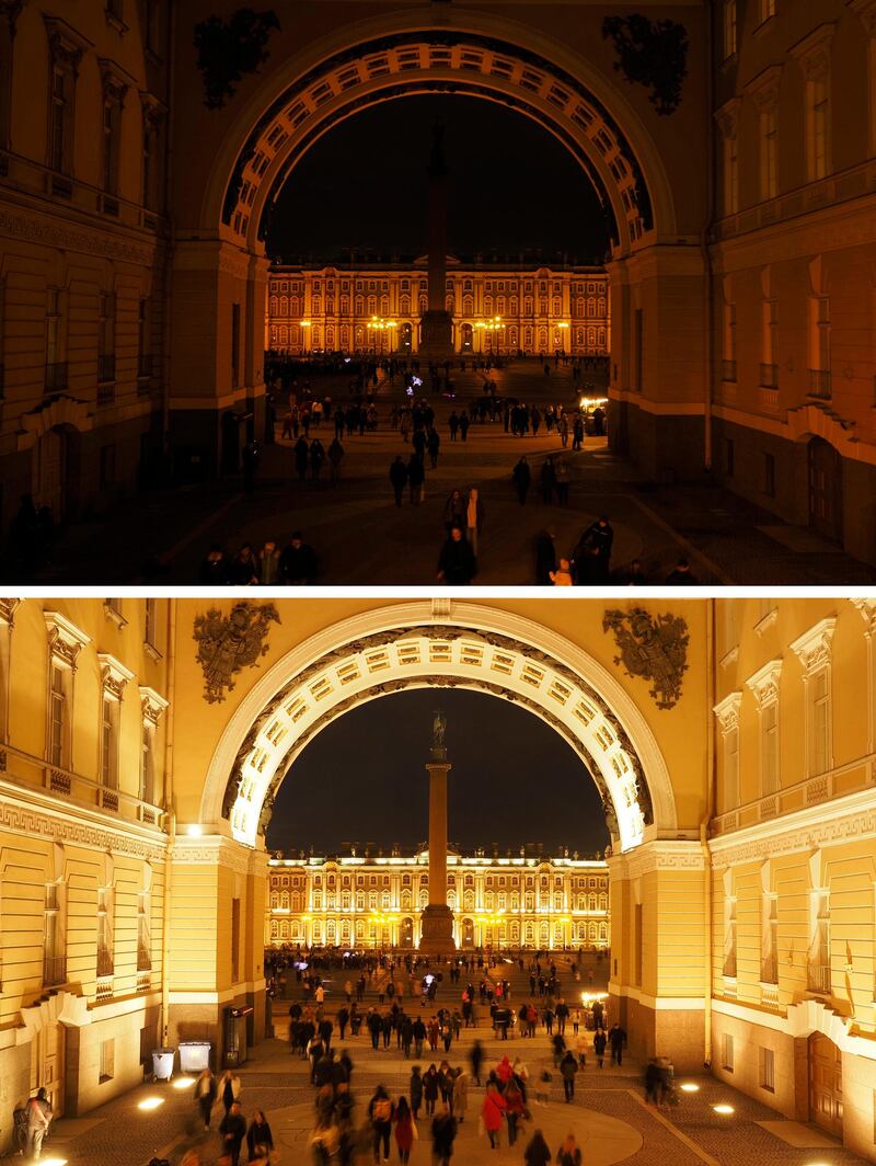 The Winter Palace and the Arch of the General Staff in St. Petersburg, Russia. AP