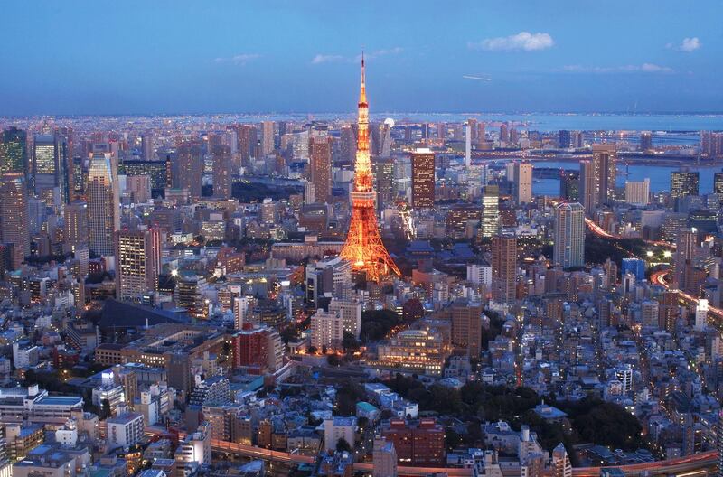 TOKYO, JAPAN - FEBRUARY 10:  A general view of Tokyo Tower and the surrounding area on February 10, 2012 in Tokyo, Japan.  (Photo by Adam Pretty/Getty Images)