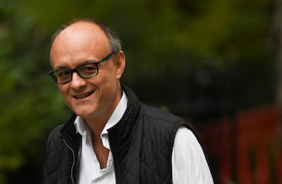 Dominic Cummings, political strategist and special adviser to British Prime Minister Boris Johnson, arrives at 10 Downing Street, in London, Tuesday, Sept. 3, 2019. Boris Johnson says he doesn't want an election and has urged legislators not to undercut Britain's negotiating position with the European Union. (AP Photo/Alberto Pezzali)