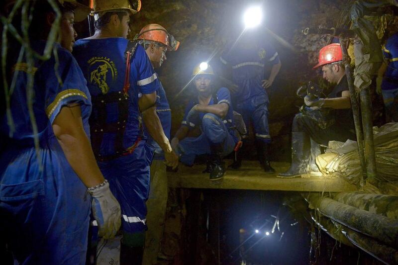 Mining accidents are common in Colombia, especially at wildcat mines in poverty-stricken areas dominated by criminal gangs with little state presence. Above, inside the La Primavera, a licensed gold mine. Raul Arboleda / AFP