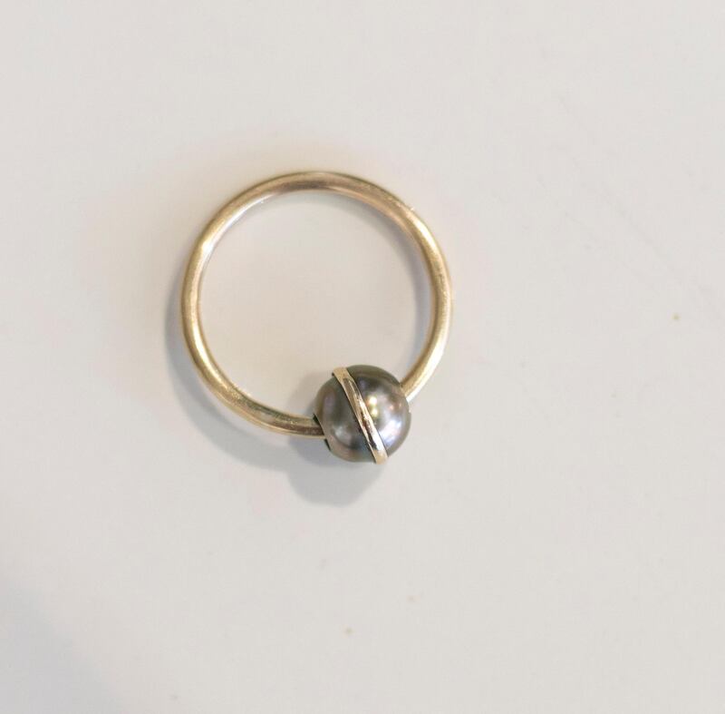 9kt gold and pearl ring, Dh1,700, Comptoir 10