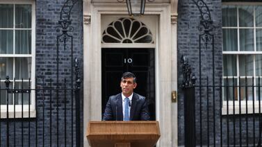 UK Prime Minister Rishi Sunak announces the date for the general election at Downing Street in London on Wednesday. Getty Images