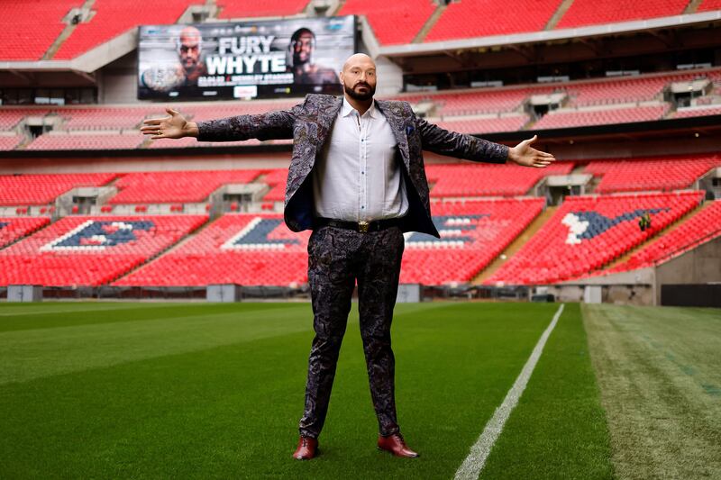 Undefeafed heavyweight champion Tyson Fury at Wembley Stadium in London. AFP