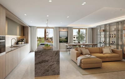 The living room of an apartment at Holland Park Gate. Photo: Lodha Group