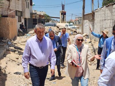UNRWA Commissioner-General Philippe Lazzarini visiting the Jenin refugee camp after the Israeli raid in early July. Photo: UNRWA 