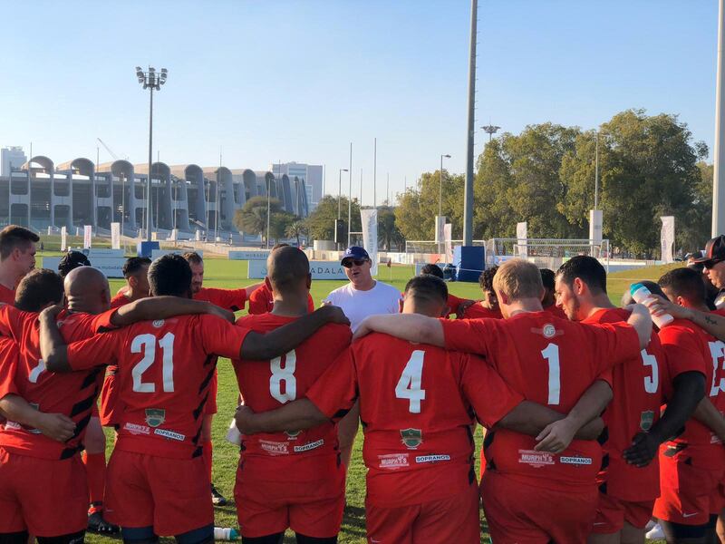 Abu Dhabi Saracens won all nine of their matches with a bonus point as they won UAE Division One - but they will opt against promotion to the Premiership. Courtesy Abu Dhabi Saracens
