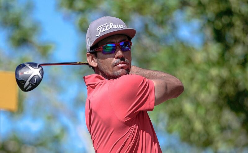 Abu Dhabi, United Arab Emirates, January 18, 2020.  2020 Abu Dhabi HSBC Championship.  Round 3.
Rafa Cabrera Bello tees off on the second tee.
Victor Besa / The National
Section:  SP
Reporter:  Paul Radley and John McAuley