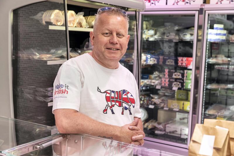 Mike Barker  of the British Butcher Shop who is supplying its own brand of meat-free products in Dubai on May 3rd, 2021. 
Antonie Robertson / The National.
Reporter: Nick Webster for National