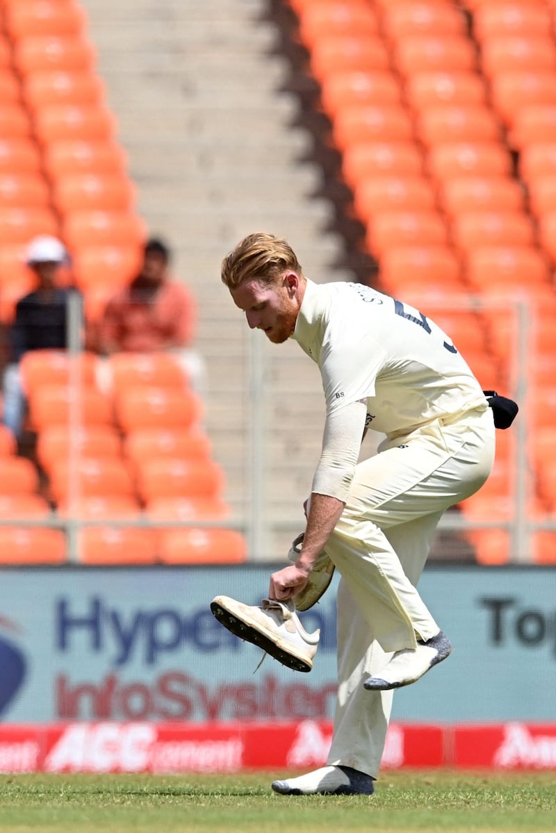 Ben Stokes bowled his heart out in testing conditions. AFP