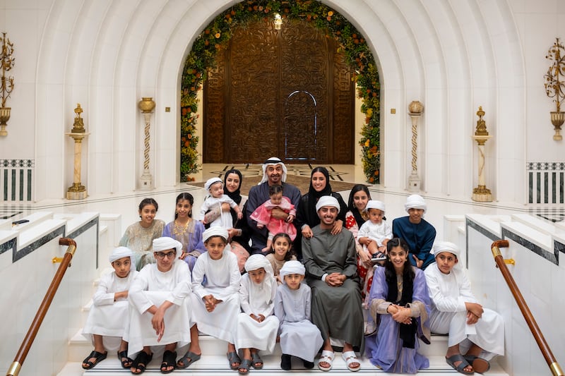 President Sheikh Mohamed celebrates Eid Al Fitr with his grandchildren at the Sea Palace in Abu Dhabi. Photo: UAE Presidential Court