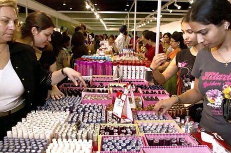 Shoppers browse at the Ramadan Night Market in the Dubai World Trade Center. Razan Alzayani / The National