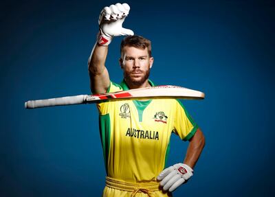 BRISBANE, AUSTRALIA - MAY 07: David Warner of Australia poses during an Australia ICC One Day World Cup Portrait Session on May 07, 2019 in Brisbane, Australia. (Photo by Ryan Pierse/Getty Images)
