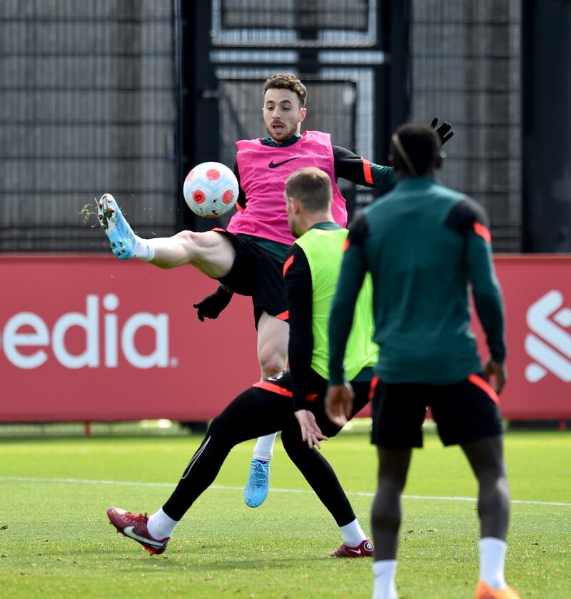 Diogo Jota of Liverpool during a training session on Friday.