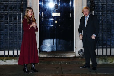 Boris Johnson and Carrie outside No 10 Downing Street. Getty