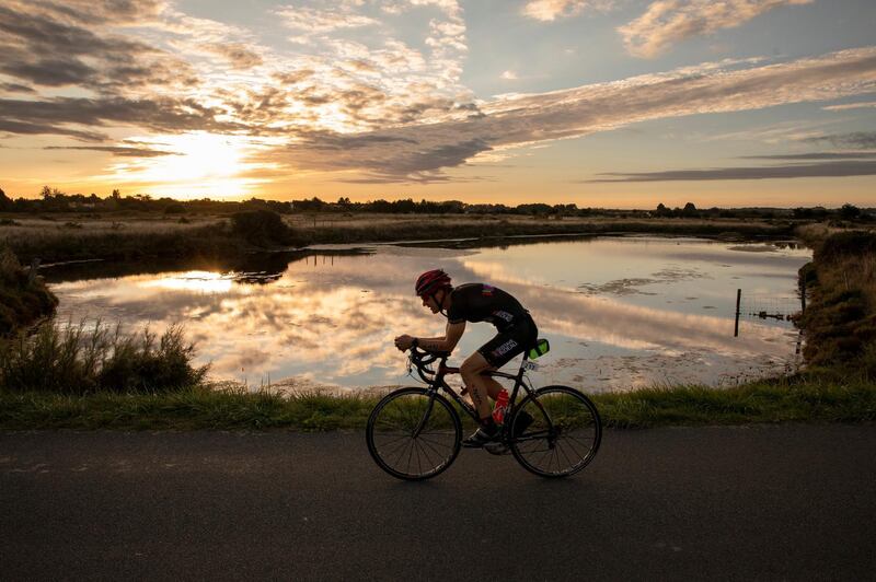 An athlete competing in the IRONMAN 70.3 Les Sables d'Olonne in France, on Sunday, September 6. Getty