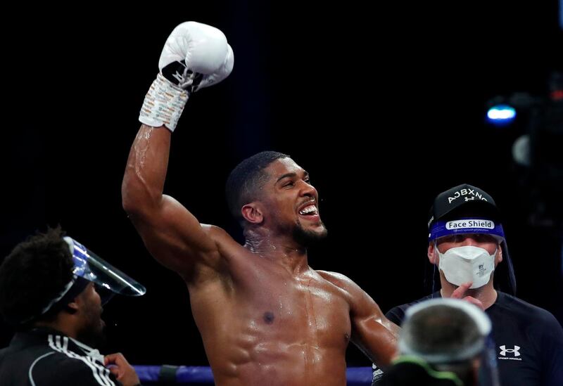 nthony Joshua celebrates winning his fight. Reuters