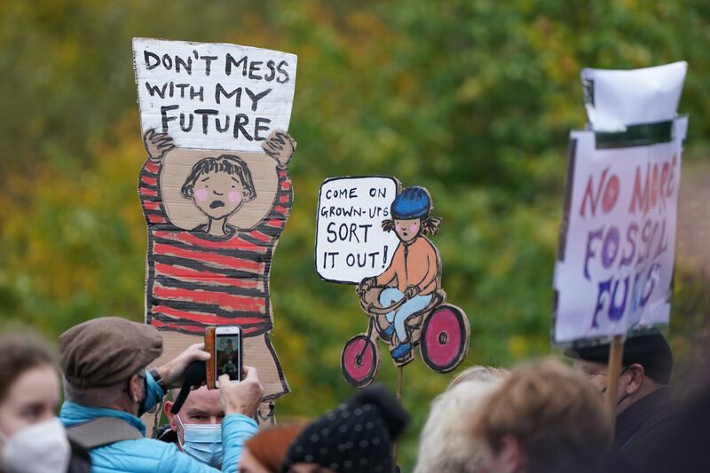 Demonstrators at Kelvingrove Park in Glasgow. PA