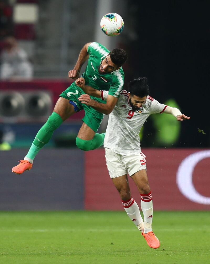 UAE's Bandar Mohammed in action against Iraq's Ahmad Ibrahim Khalaf. Reuters
