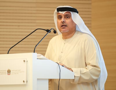 Abdulrahman Al Awar, Minister of Human Resources and Emiratisation, addressed the Federal National Council on Tuesday. Victor Besa / The National