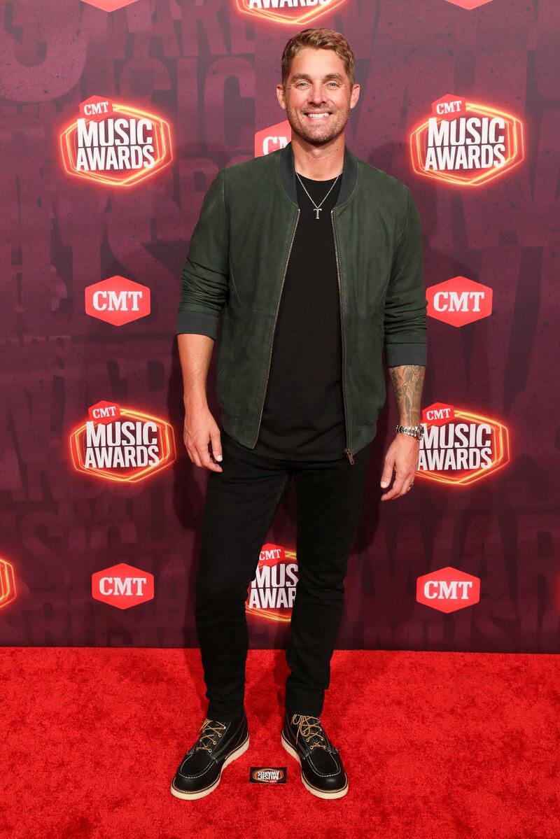Singer Brett Young arrives for the CMT Music Awards at Bridgestone Arena in Nashville, Tennessee, on June 9, 2021. Reuters