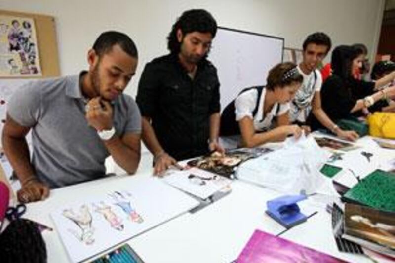 Houssein Jihad and Salman Anjum with other students of the French Fashion University in Dubai.