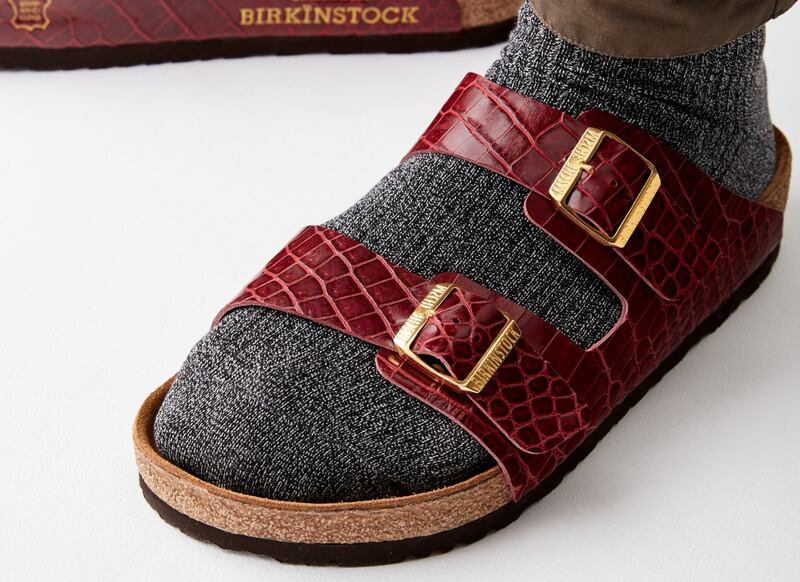These 'Birkinstock' shoes were made by MSCHF out of a Hermes Porosus crocodile bag, worth $48,000. Courtesy MSCHF