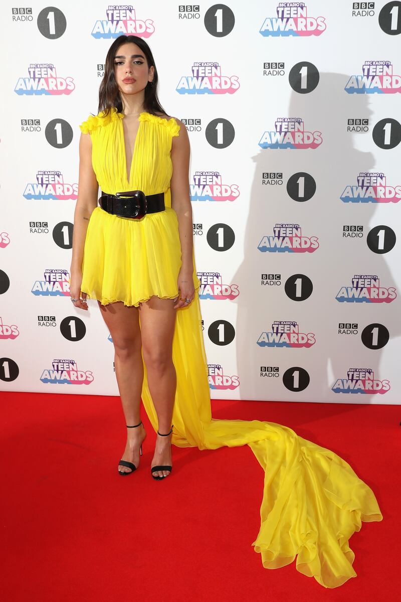 Dua Lipa, in Giambattista Valli, attends the BBC Radio 1 Teen Awards at Wembley Arena on October 22, 2017 in London, England. Getty
