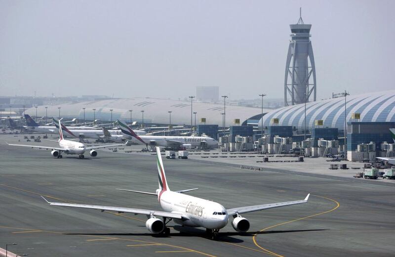 An Emirates Airline passenger jet taxis on the tarmac at Dubai International airport. Passengers numbers continue to grow at the airport. AP Photo/Kamran Jebreili