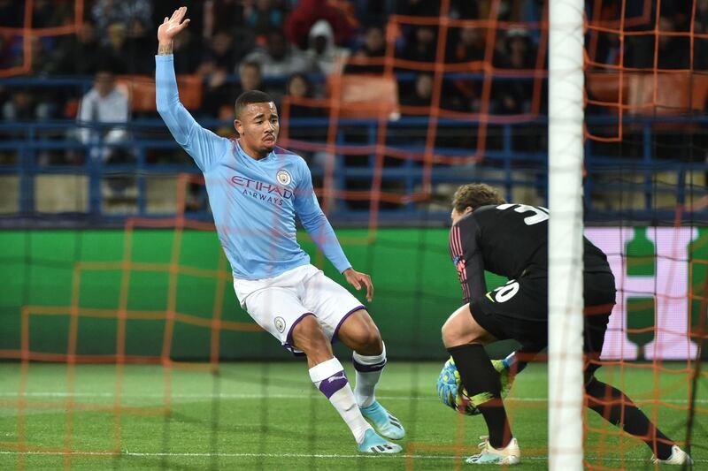 Manchester City's Brazilian striker Gabriel Jesus reacts. AFP