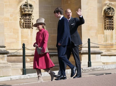 Prince Edward, Duke of Edinburgh, and his family attend the Easter Mattins Service at Windsor Castle on April 9, 2023. Getty