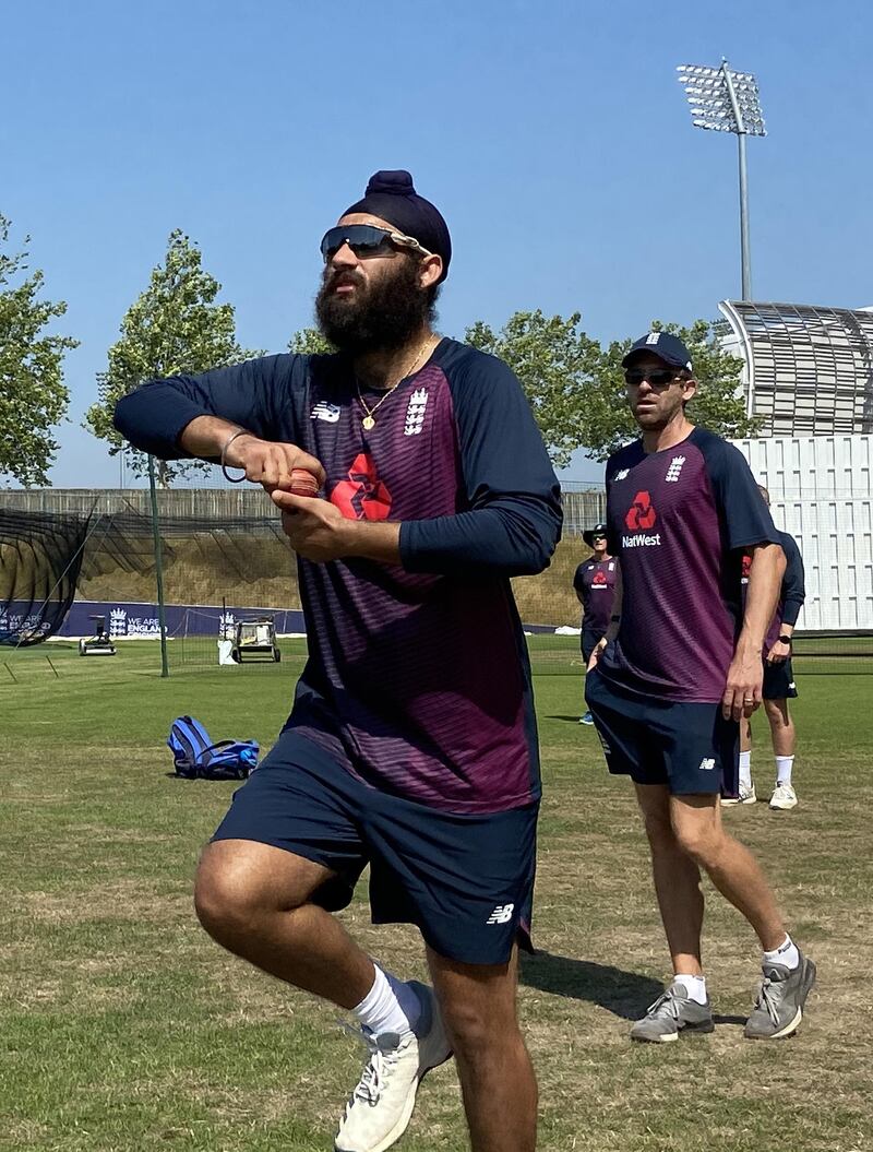 Amar Virdi bowling during training at the Ageas Bowl on June 26, 2020. Getty