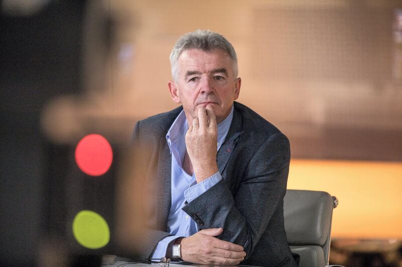 Michael O'Leary, chief executive officer of Ryanair Holdings Plc, pauses during a Bloomberg Television interview in London, U.K., on Monday, May 21, 2018. Ryanair warned that profit will slump for the first time in five years as rising labor costs compound a fuel-price surge that may force weaker competitors out of business. Photographer: Jason Alden/Bloomberg