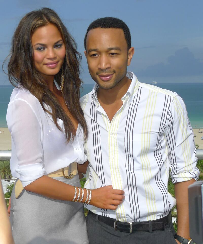 Teigen, with John Legend, at the Mercedes-Benz Fashion Week Swim 2012, in South Beach, Florida, on July 18, 2011. EPA