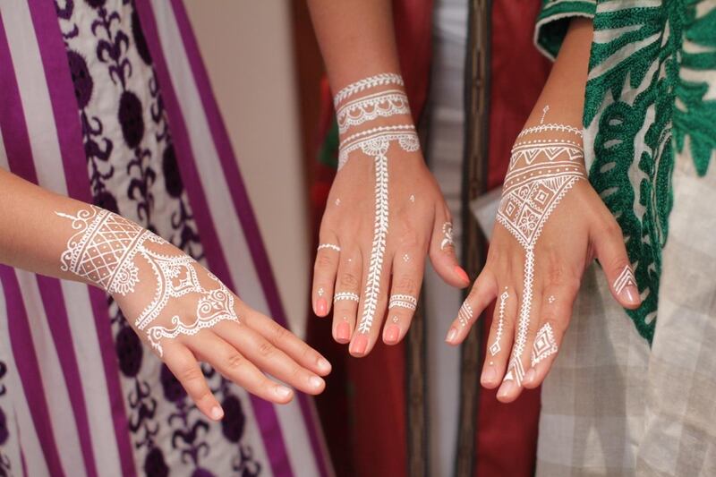 Handout photos of White Henna for a story by Elham al Dhaheri, A&L, July 2015, about Sara Vazir.
CREDIT: Courtesy Sara Vazir *** Local Caption ***  IMG_9314.jpeg