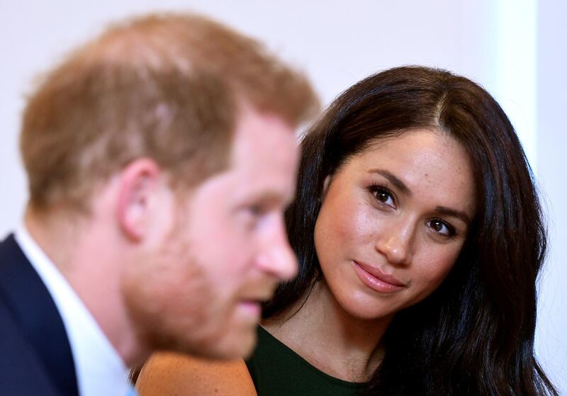 Meghan, Duchess of Sussex, looks at Britain's Prince Harry during the WellChild Awards pre-Ceremony reception in London, Britain. Reuters