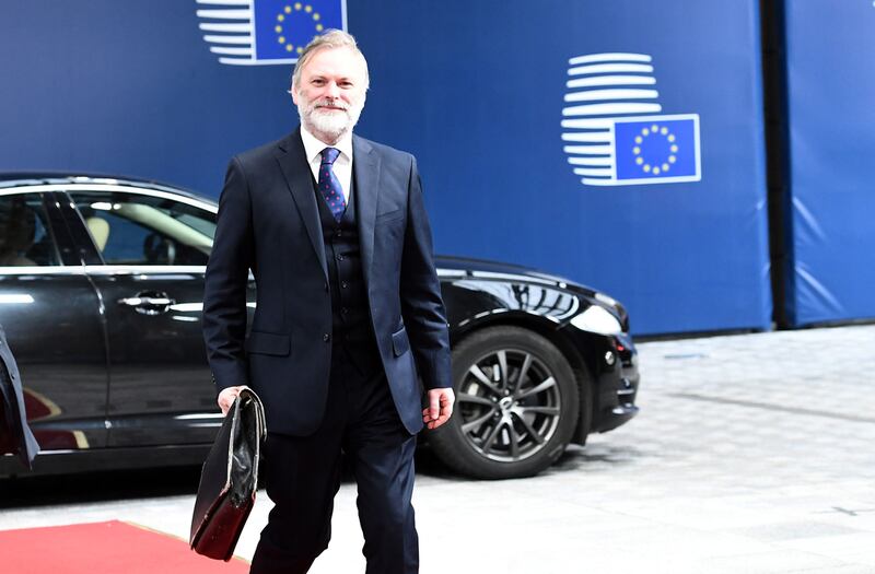 Britain's ambassador to the EU Tim Barrow arrives at the European Council in Brussels to deliver a letter, signed by British prime minister Theresa May, that will launch Brexit. Emmanuel Dunand / AFP Photo