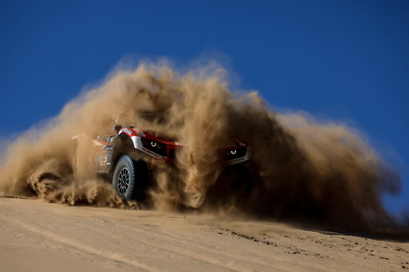 French driver Mathieu Serradori and copilot Loic Minaudier of Srt Racing team during stage 1A of the Rally Dakar between Ha'il and Jeddah, Saudi Arabia, on Saturday,  January 1. EPA