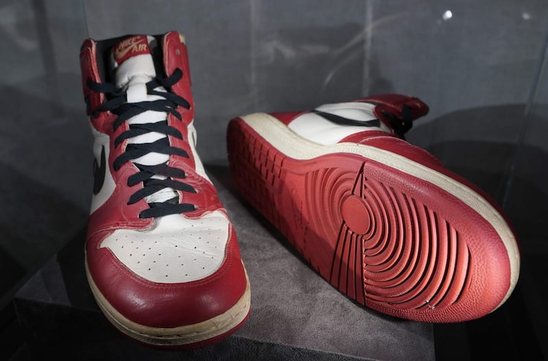 The Air Jordan 1 High worn by Michael Jordan in 1985 are the most expensive sneakers ever auctioned, Christie's New York auction house reported. AFP