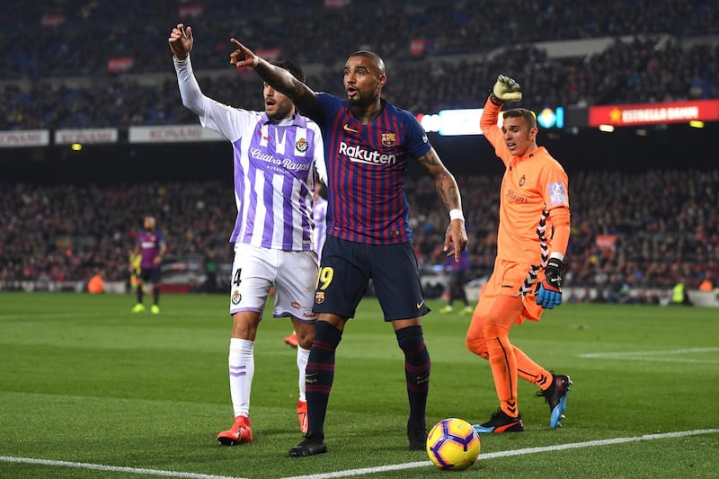 Barcelona's Kevin-Prince Boateng argues a decision. Getty Images