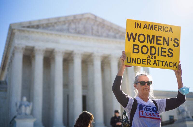 Pro-choice demonstrators gather outside the US Supreme Court in Washington. AFP