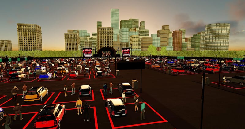 Parking spots for fans are featured at a venue for Utilita Live From The Drive-In, a series of live drive-in concerts to take place across the UK this summer, following the outbreak of the coronavirus disease (COVID-19), in this visualisation released June 19, 2020. Live Nation Entertainment/Handout via REUTERS   THIS IMAGE HAS BEEN SUPPLIED BY A THIRD PARTY. NO RESALES. NO ARCHIVES. MANDATORY CREDIT