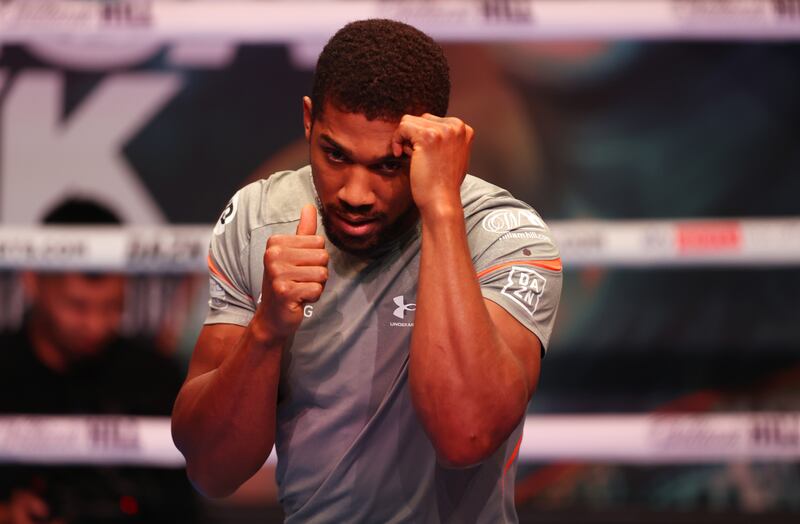 Anthony Joshua trains at the O2 Arena in London. Getty