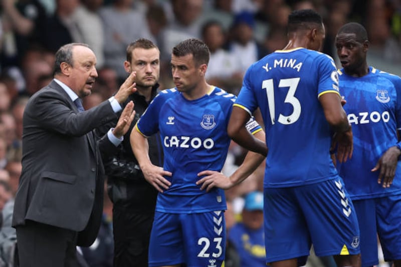 Rafael Benitez, left, has urged Everton to build on their promising start to the season. Getty Images