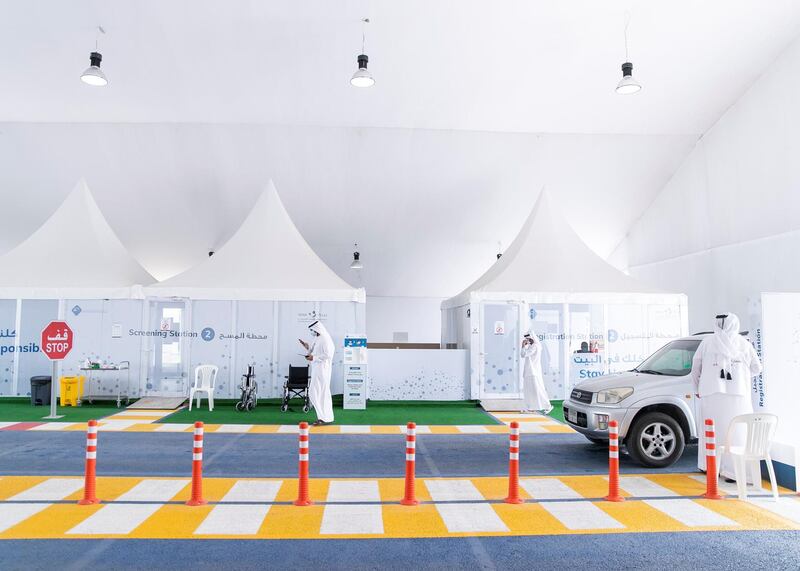 Ras Al Khaimah, UNITED ARAB EMIRATES. 30 APRIL 2020. 
SEHA’s Ras Al Khaimah Covid-19 drive-through testing centre.
(Photo: Reem Mohammed/The National)

Reporter:
Section: