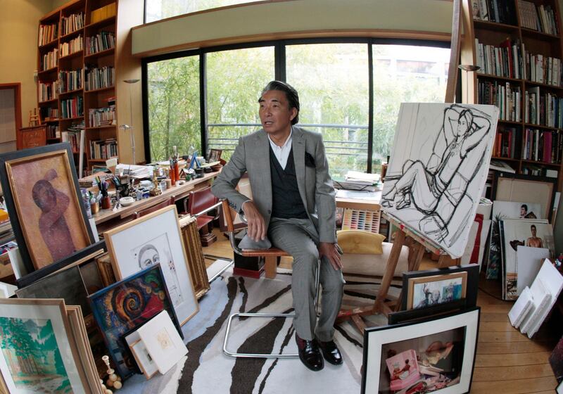 Designer Kenzo Takada posing in the workshop of his loft in Paris. March 24, 2009